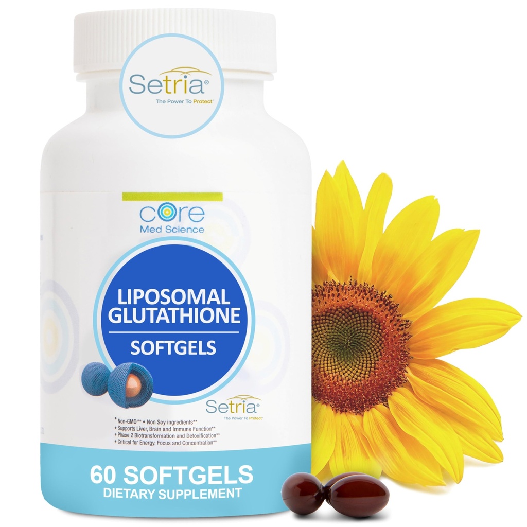 Jadro Med Science Lipozomálne Glutatión Supplement (500mg, 60 Softgels) - Pure Reduced Setria s fosfátovým komplexom - Antioxidant Supplement for Energy, and Skin