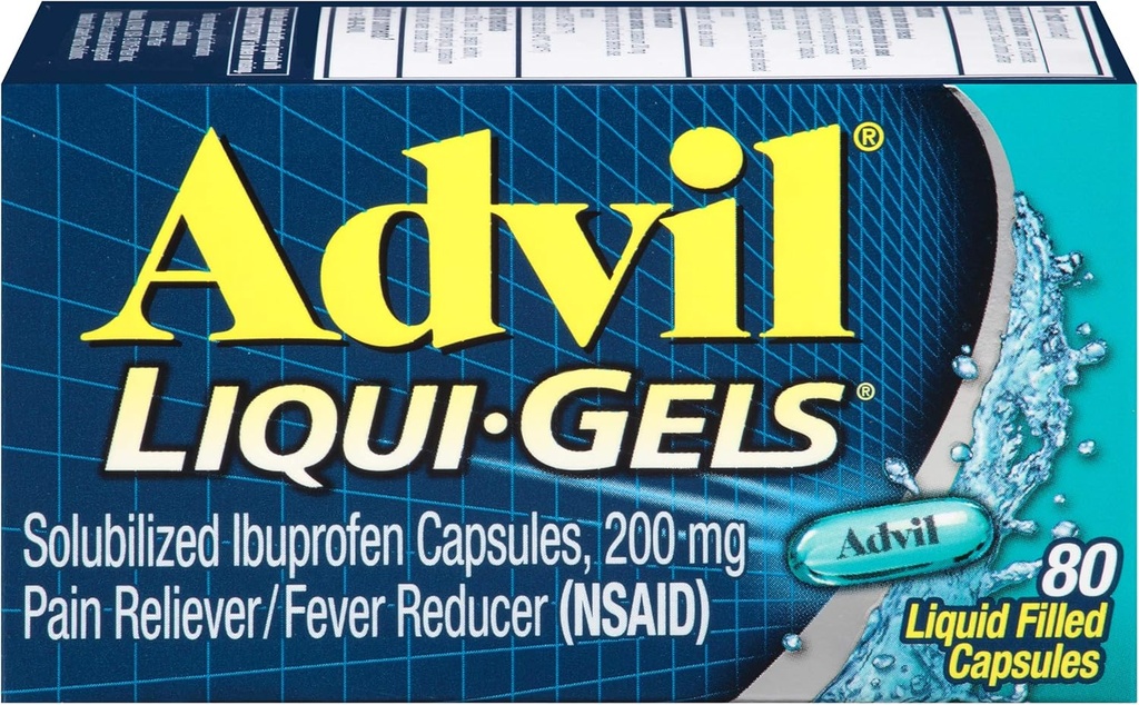 Advil Pain Reliever/Fever Reducer, 200 mg Solubilised Ibuprofen (80-Count Liqui-Gel kapsuly, balenie 2)