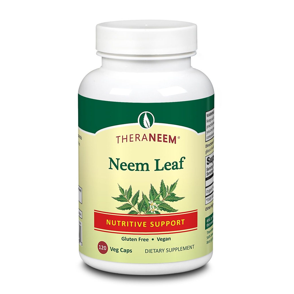 THERANEEM Neem Leaf Capsules - Výkonná podpora živín s antioxidantmi a viac - Vegan, Gluten zadarmo, 60 dní záruka - 120 Servings, 120 VegCaps