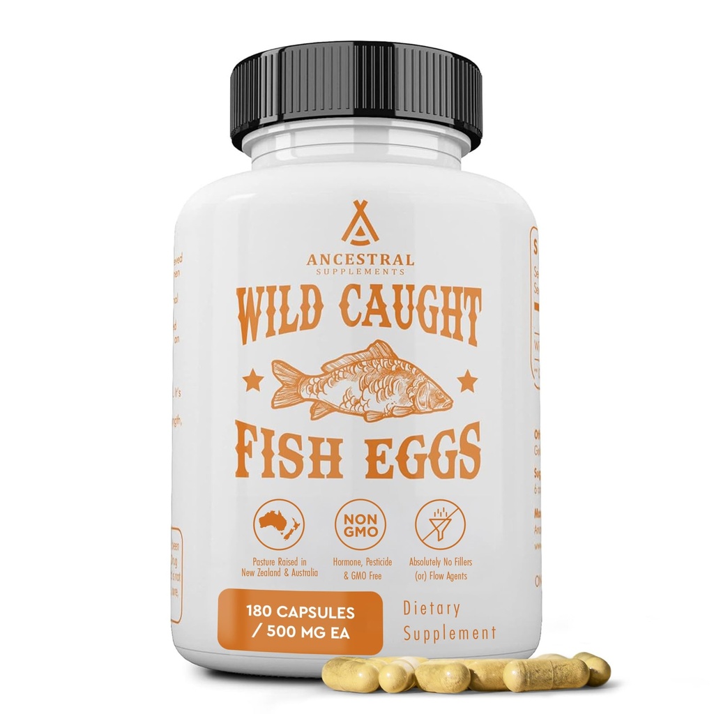 Predmestie Doplnky Wild Caught Fish Eggs, 2400mg, Omega-3 doplnok podporuje mozog, srdce, plodnosť a zápalové zdravie, celý potravinový zdroj vitamínu D, K2, a A, Non-GMO, 180 Kapsule