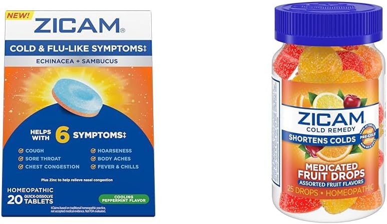 Zicam studená a chrípka 20 tabliet Ovocné kvapky 25 gróf studené skratovanie Homeopatický zinok lieky