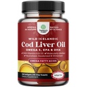 Iceland Wild Caught Cod Liver Oil Softgels - Fish Omega 3, EPA, DHA, Vitamín D & A, 1000mg Per Serving - Burpless Kapsule od Heart, Joint, Brain & Immune Support - 100 Gróf