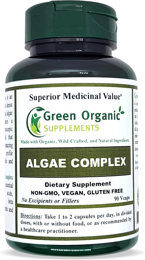 Algae, Fucoidan, Blue Green Algae, Kelp, Bladderwrack, Chlorella, Spirulina, Irish Moss, Dulse, 90 VCaps, High Absorbable, Non-GMO, Gluten-free (Single)