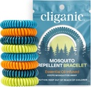 Cliganic 20 Pack Mosquito Repelent Bracelets pre dospelých a deti - Prírodné kapely bez DEET, individuálne zabalené