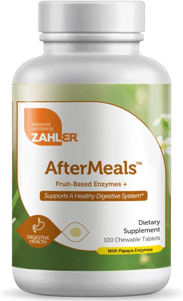 Zahler AfterMealsTM, Fruit-Based Enzymes+, 100 Žuvacích tabliet