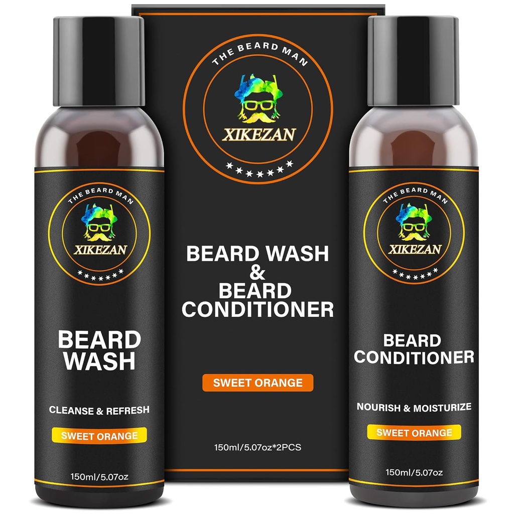 XIKEZAN Bradavice umývanie a brada kondicionér Prírodné zmäkčovač Set w/Argan & Jojobové oleje hladká a posilňuje Vianočné pančuchy Stuffers otcov deň darčeky pre mužov mu otec priateľ manžel