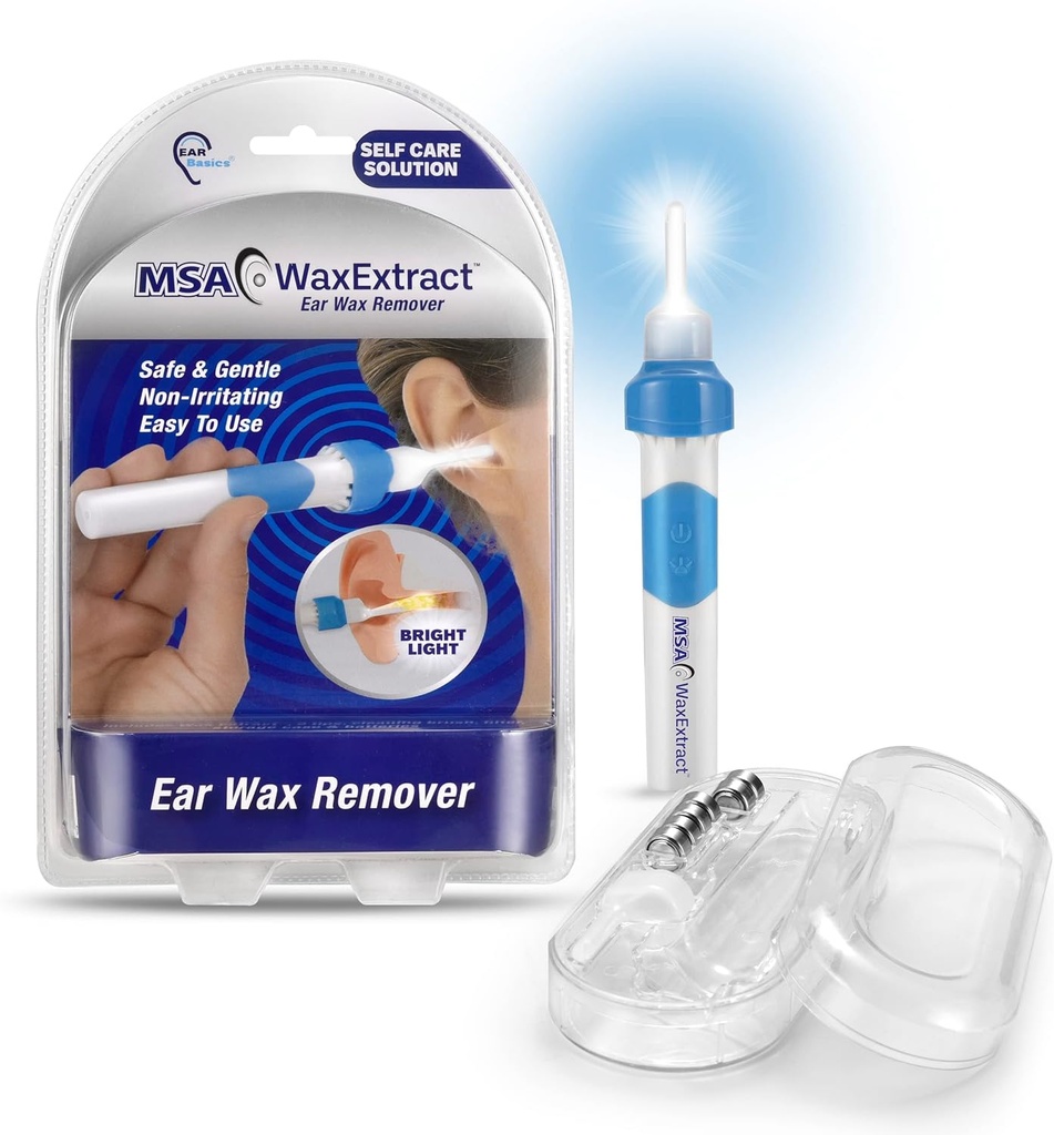 Wax extrakt z uší odstraňovač voskov w/ 2 Flexibilné tipy, LED svetlo, & Čistenie kefka 