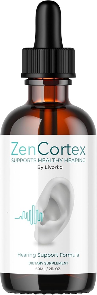 LIVORKA ZenCortex Drops, Liquid Supplement, Ušné kvapky, Formula podpory sluchu, 1 fľaša na 30 dní