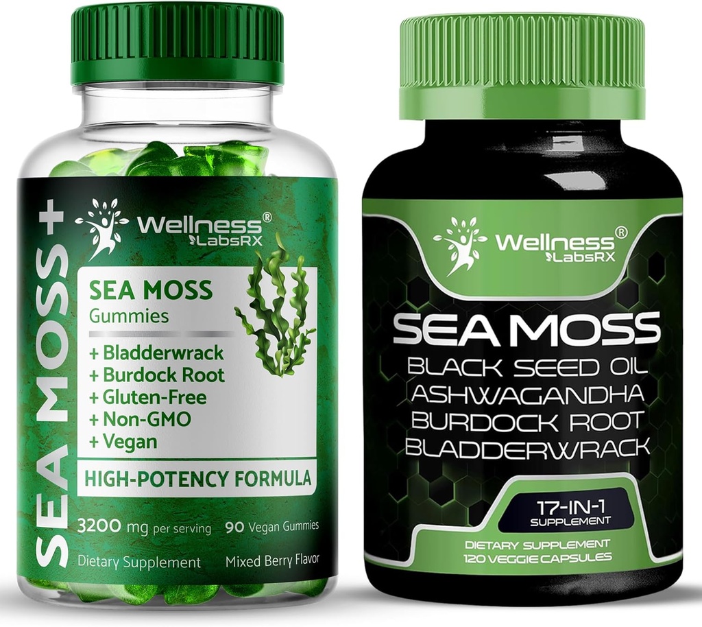 WELLNESS LABSRX Irish Sea Moss Capsules - Sea Moss Gummies 3200mg