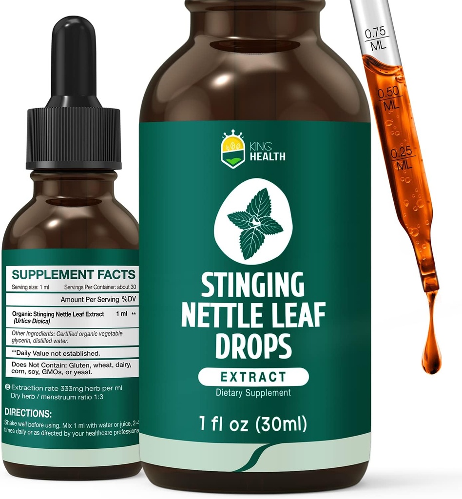Stinging Nettle Tincture, Organic Nettle Leaf Extract Liquid, 98% Absorpcia, Vegan, Non-GMO, Gluten Free, alkohol Free- 1 Fl Oz