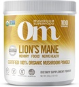 Om Organic Mushrom Nutrition Lion's Mane: Pamäť, Focus, Nerve Health, 100 porcií, 7.14 Ounce, 200 Gram