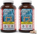 Yerba Prima Prebiotic Colon Care Capsules, 400 Caps (Pack of 2) - Päť foriem Dietary Fiber Supplement - Zdravé rozpustné a nerozpustné vlákna pre pravidelnosť a podporu trávenia
