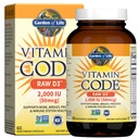 Vitamín D v záhrade života, vitamínový kód D3, vitamín D 2 000 IU, surové celé jedlo D3 doplnky s chlórella, ovocie, zelenina a probiotiká pre zdravie kostí a imunity, 60 vegetariánskych kapsúl
