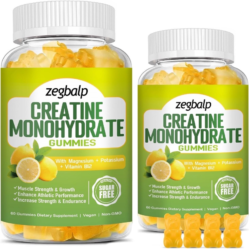 Bezcukrové monohydráty Kreatín Doplnok Gumičky pre mužov a ženy Monohydrát kreatinínu s horčíkom a vitamínom B12 Na svalovú silu a rast, zvýšenie energie, predpráce doplnok, 120 grófov