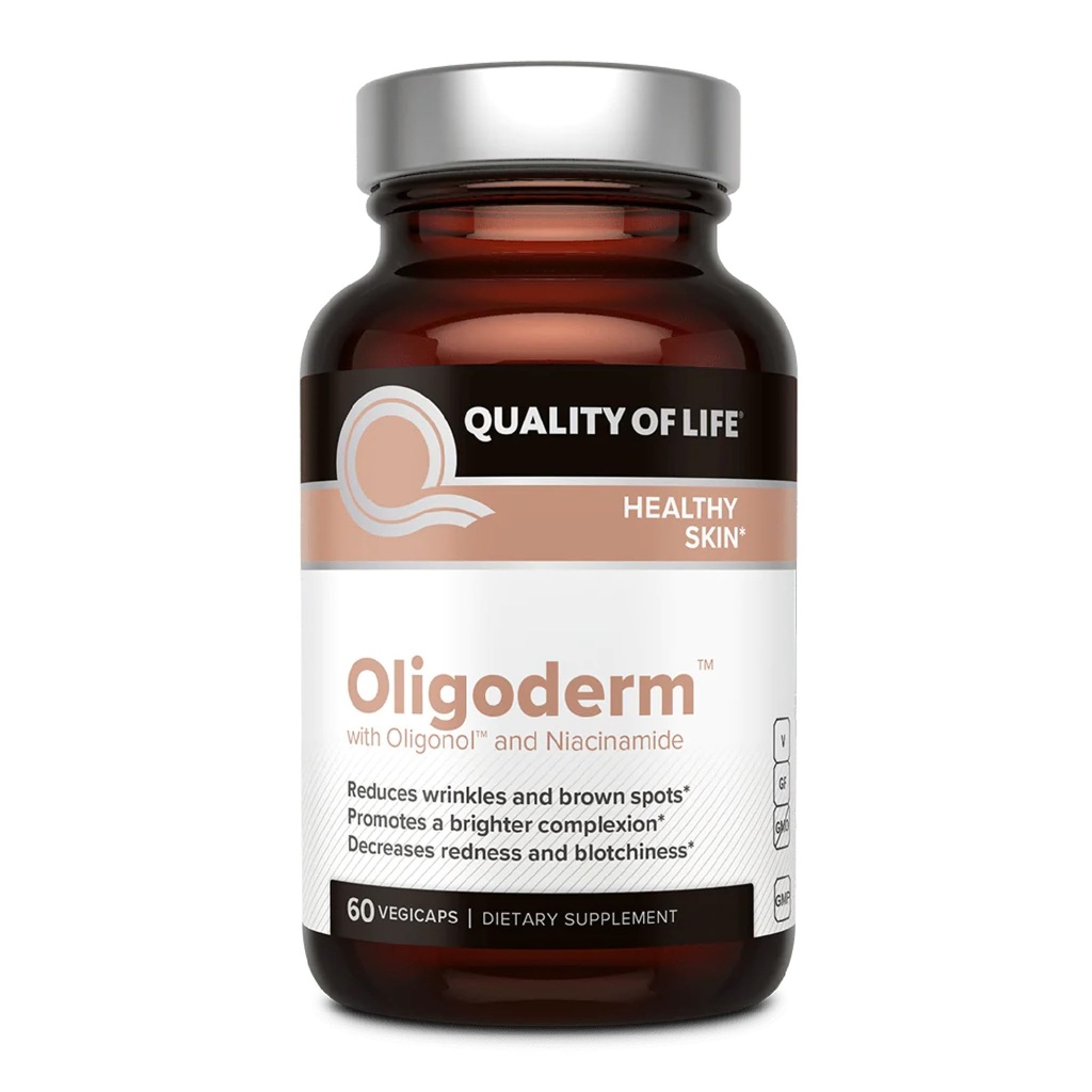 Kvalita života Oligoderm, Premium Skin Support Supplement Featuring Oligonol a Niacínamid - 60 Kapsule