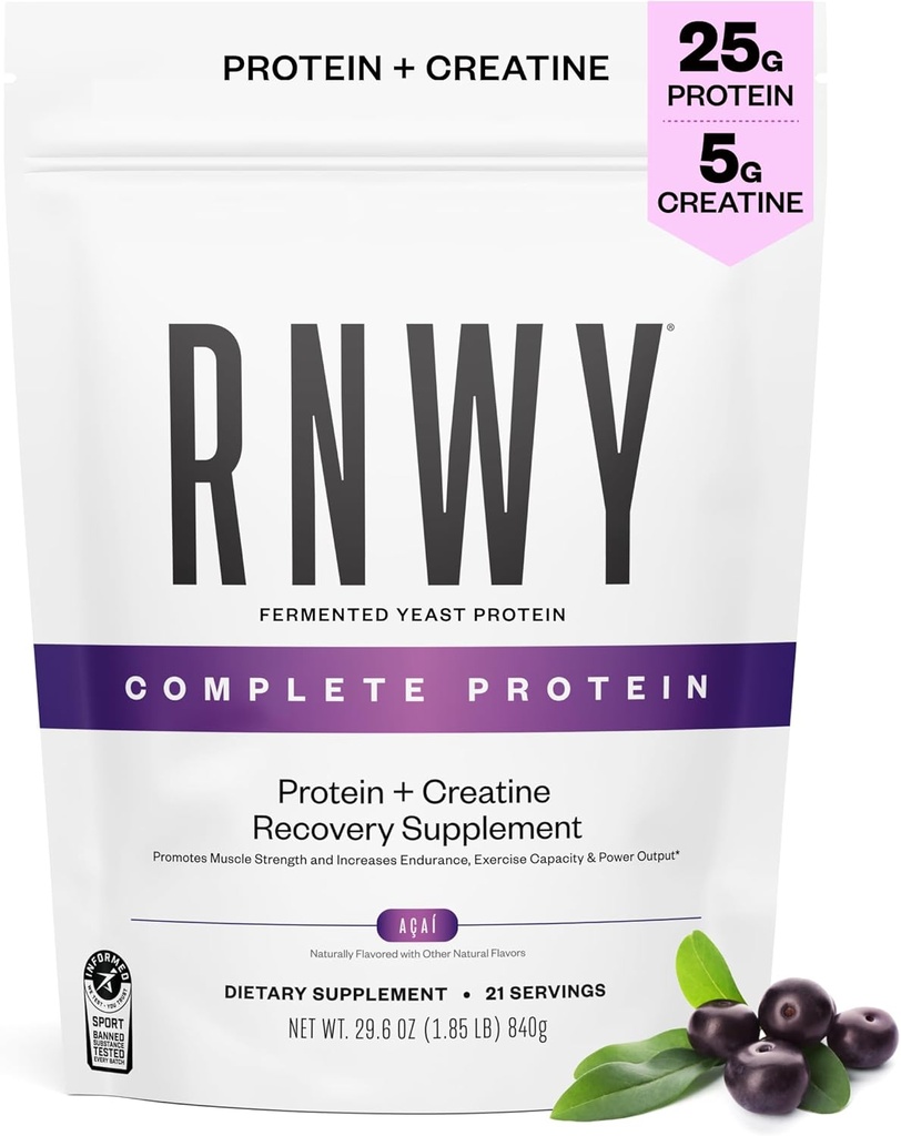 25g Acai Protein + 5g Creatin Powder, Vegan Plant Based Protein with Digestive Enzymes to Build & Recover, 21 Servings