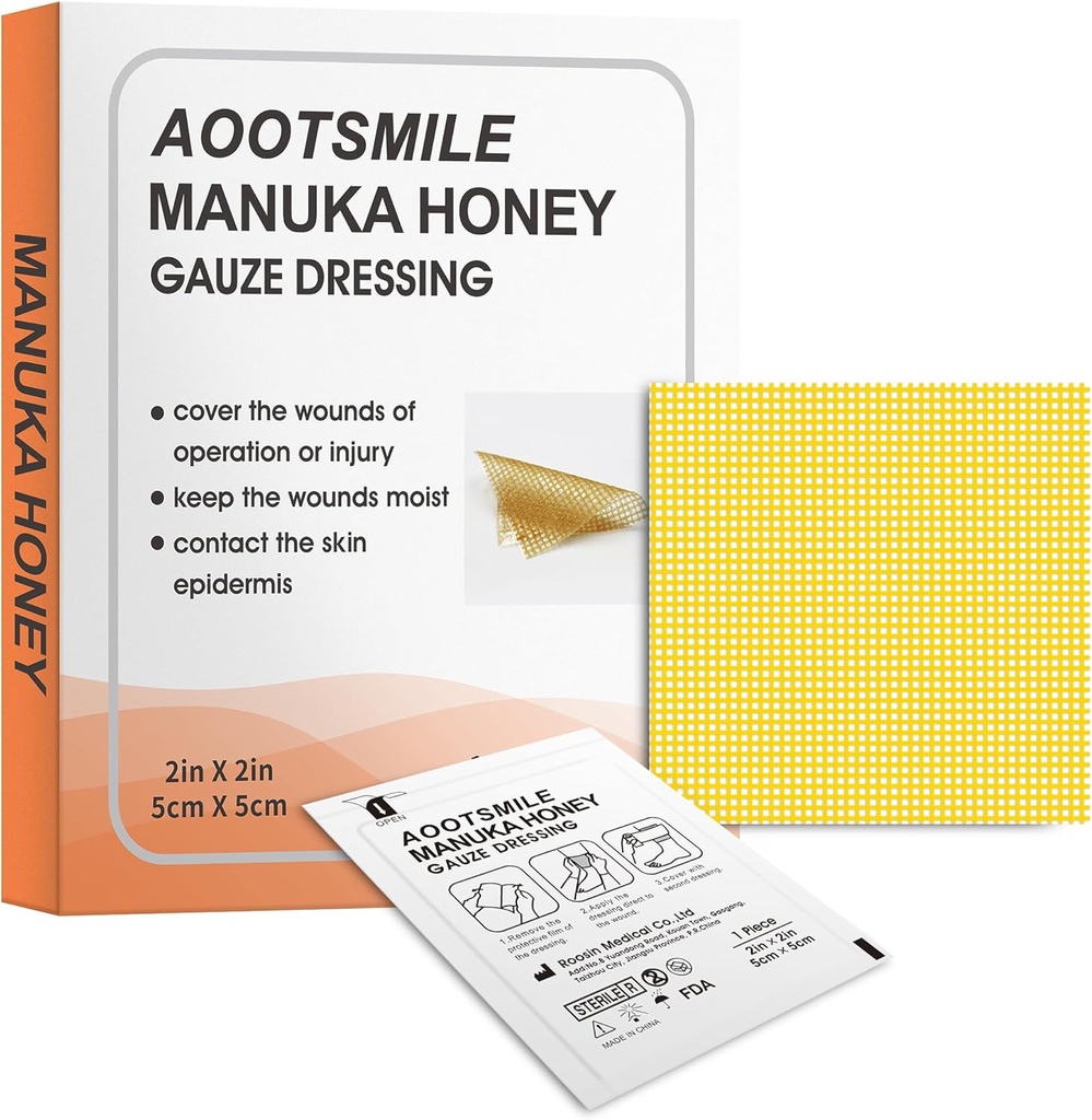 Manuka Honey Wound Care - medové rany obliekanie 2" x 2" Med Med Med Med Medové pásmo Starostlivosť o rany Menšie odreniny, Rezy, Lacerácie, Scald a Burns pre hojenie rany, 10 ks