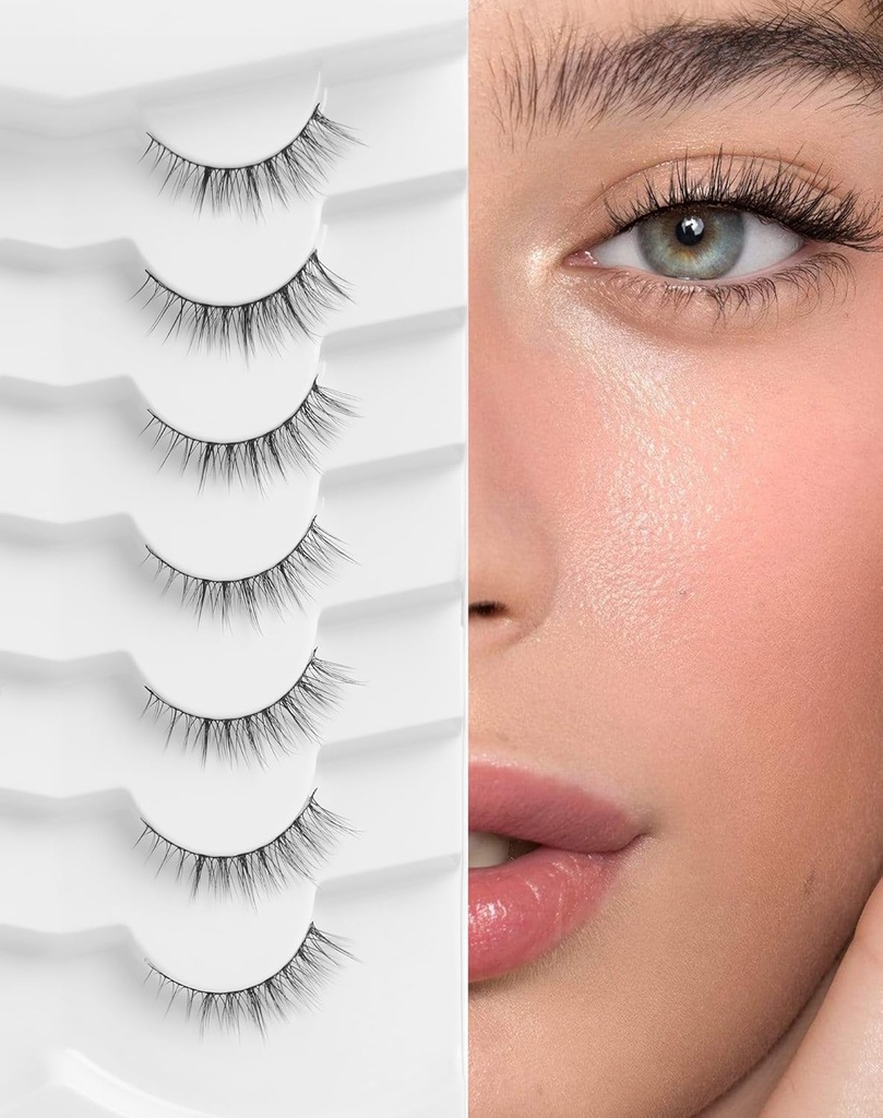 Prírodné laše Prírodné riasy Krátke riasy Prírodný vzhľad Falošné riasy Wispy Eye Lashes 10mm Malé Lashes Fake Lashes K50