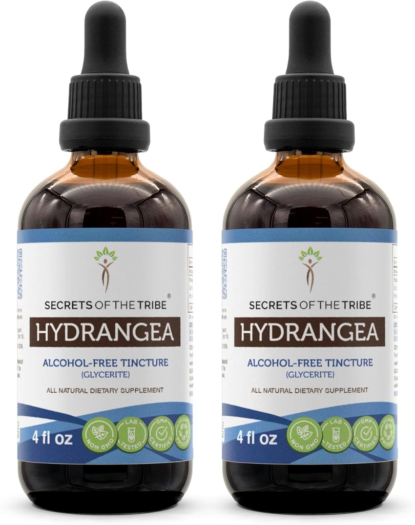 Tajomstvá tekutého extraktu bez obsahu alkoholu z kmeňa Tribe Hydrangea Tinture, Hydrangea (Hydranga arborescens) sušený koreň (2x4 FL OZ)