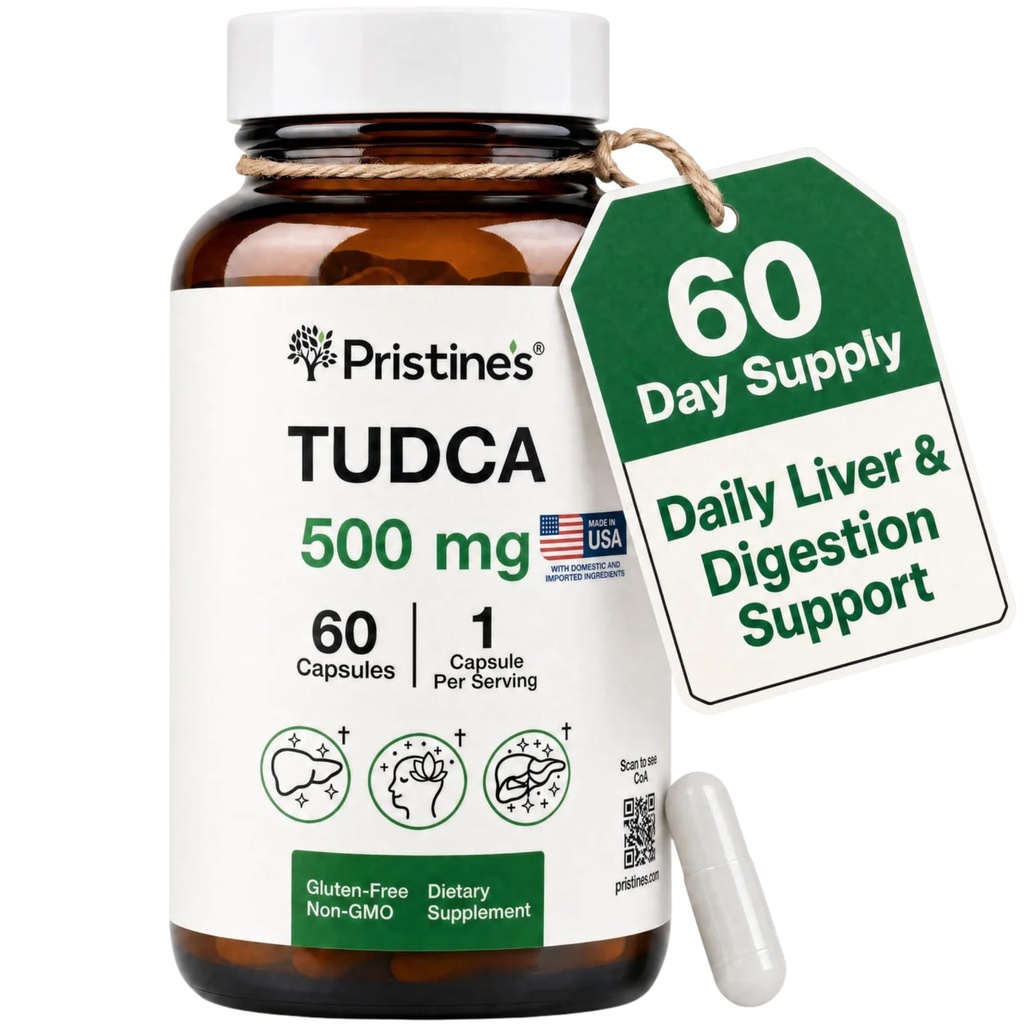 Pristinina Tudca 500MG Pečeň Podpora & Purifikovaný Bile soli Supplement Kapsule - 60 Day Supplement - Galbladder Pečeň Organ & Digestion Detox a Cleanse Suplement - Gluten Free Non GMO