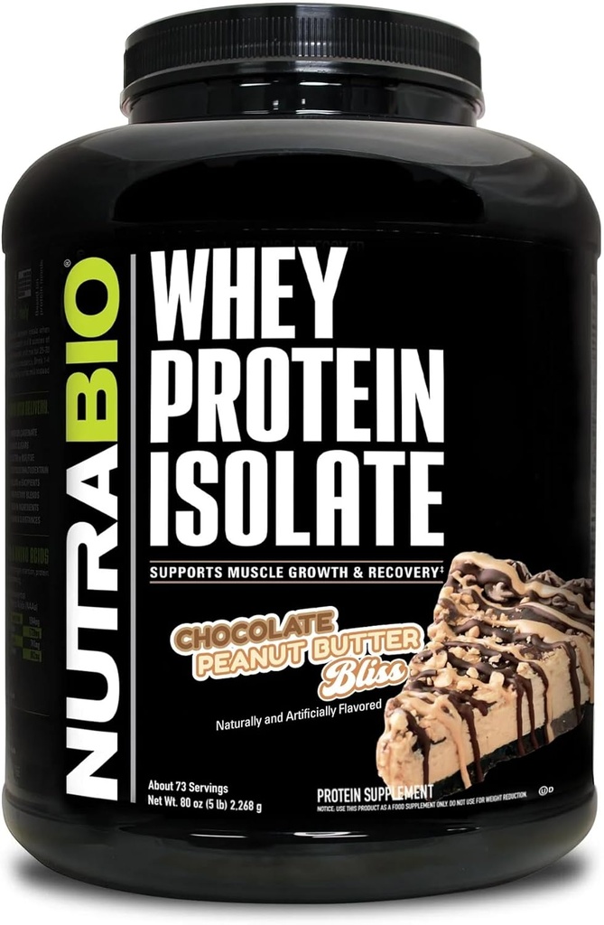 NutraBio 100% Srvátka Proteín Prášok Izolátový proteín, 25g Proteín s kompletným Aminokyselinovým profilom, non-GMO, sója a lepidlo bez tuku, Nízky cukor, Nízky kalórií Srvátkový prášok, Čokoládové arašidové maslo, 5 Lbs