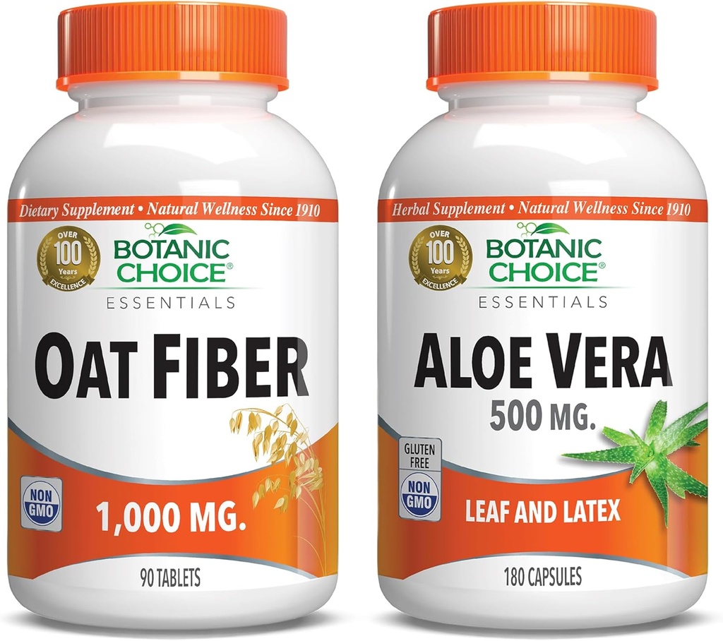 Botanická voľba - Oat & Aloe Vera: Dietary Fiber & Digestive Health Supplement Bundle