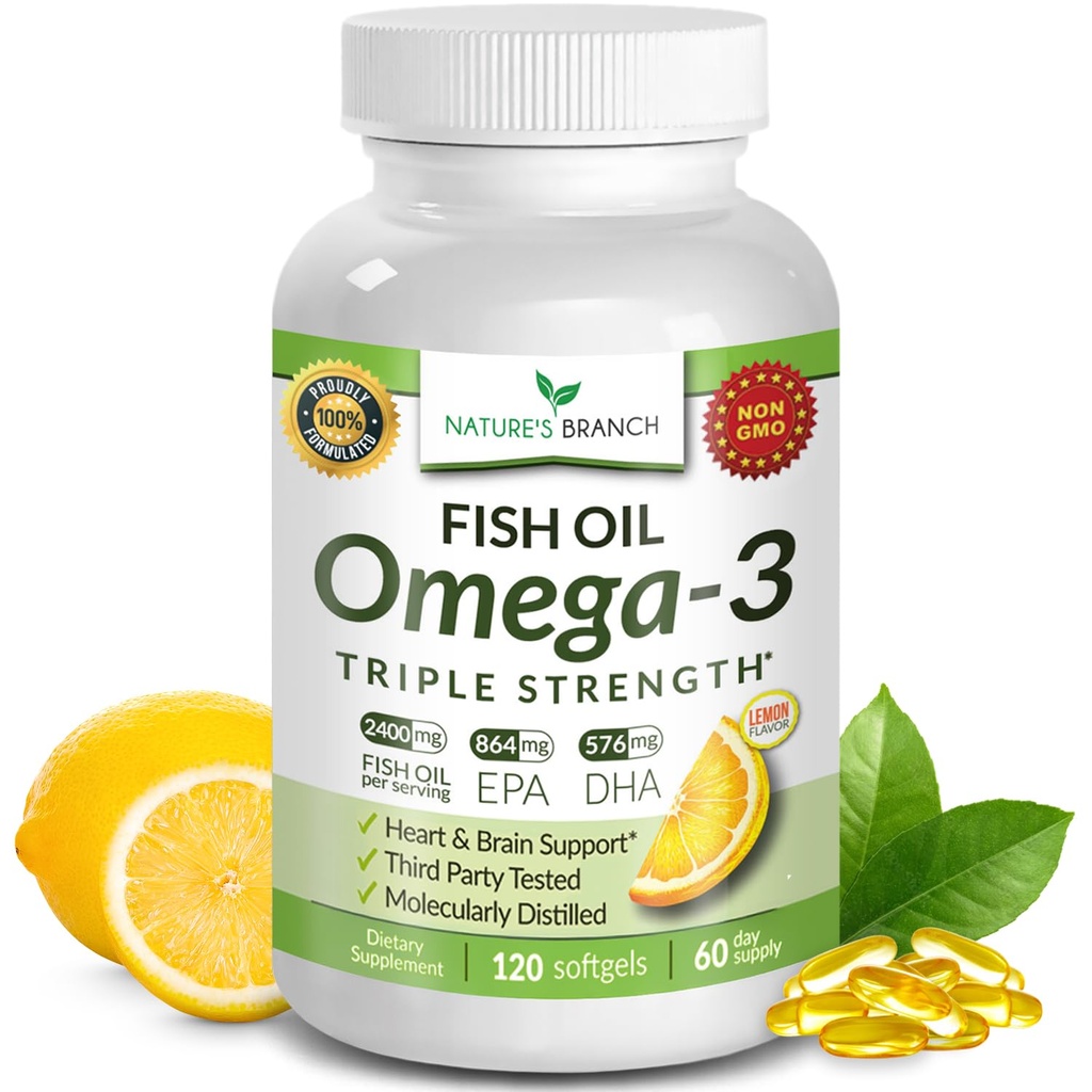 Najlepšie Triple Sila Omega 3 Rybí olej Pills 2400mg 