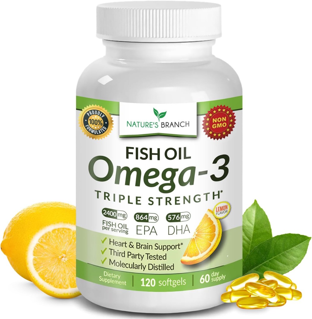 Najlepšie Triple Sila Omega 3 Rybí olej Pills 2400mg 