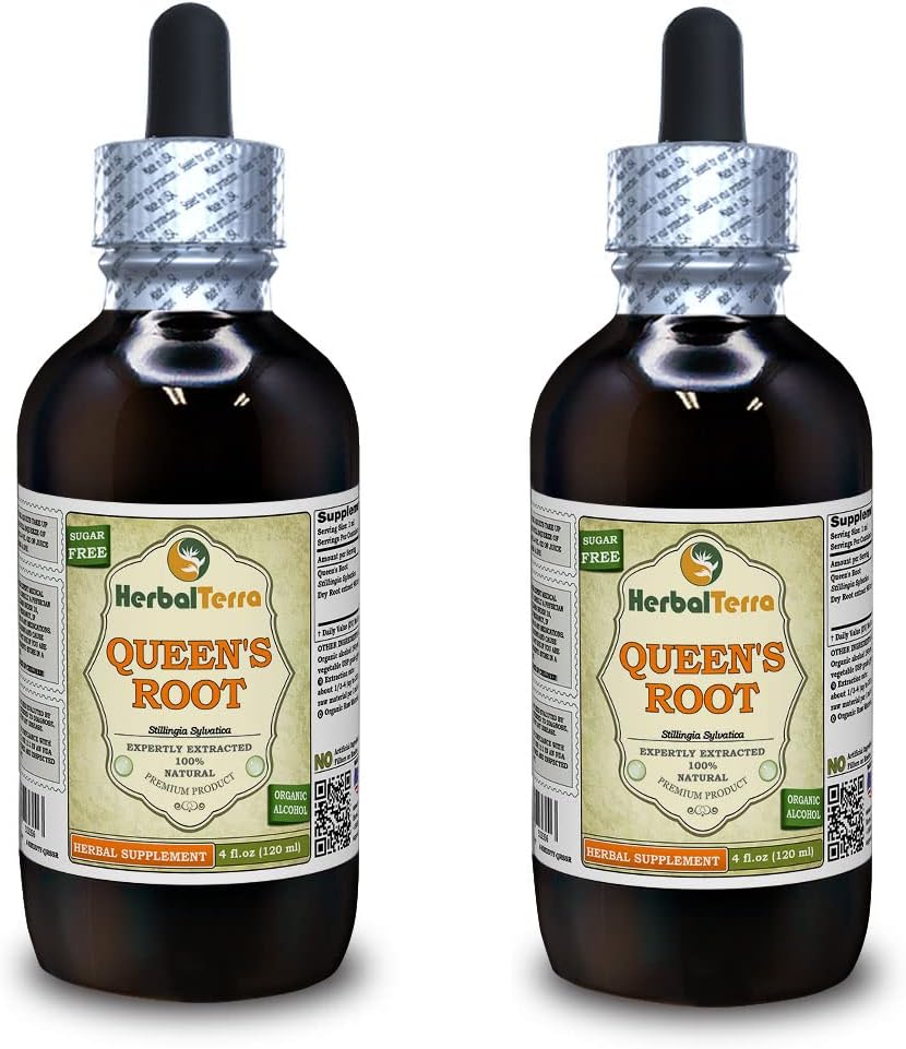 Queen's Root (Stillingia Sylvatica) Tinktúra, Sušené korene tekutý extrakt (nazov: bylinnýTerra, hrdo vyrobené v USA) 2x4 fl.oz (2x120 ml)