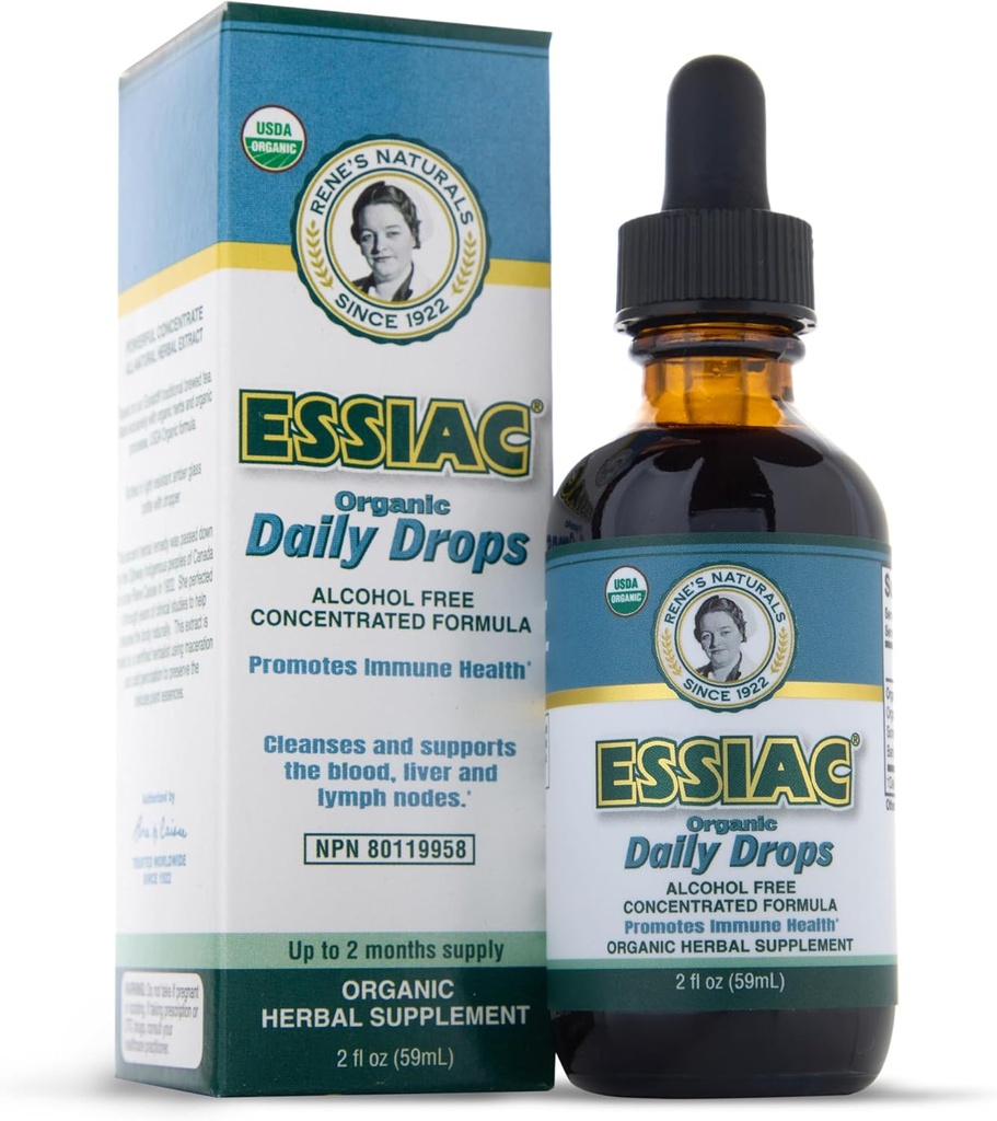 Essiac Original Tea USDA Organic Daily Drops for Enhanced Lymphatic Drainage and Immune Support | Alcohol Free Concentrated Formula | 2oz (59ml)