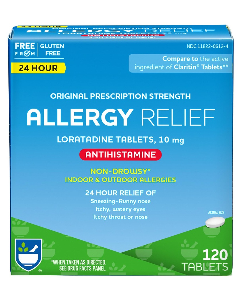 Rite Aid 24 Hodina Loratadine 10 mg Alergy Relief Tablets, 10mg - 120 gróf 