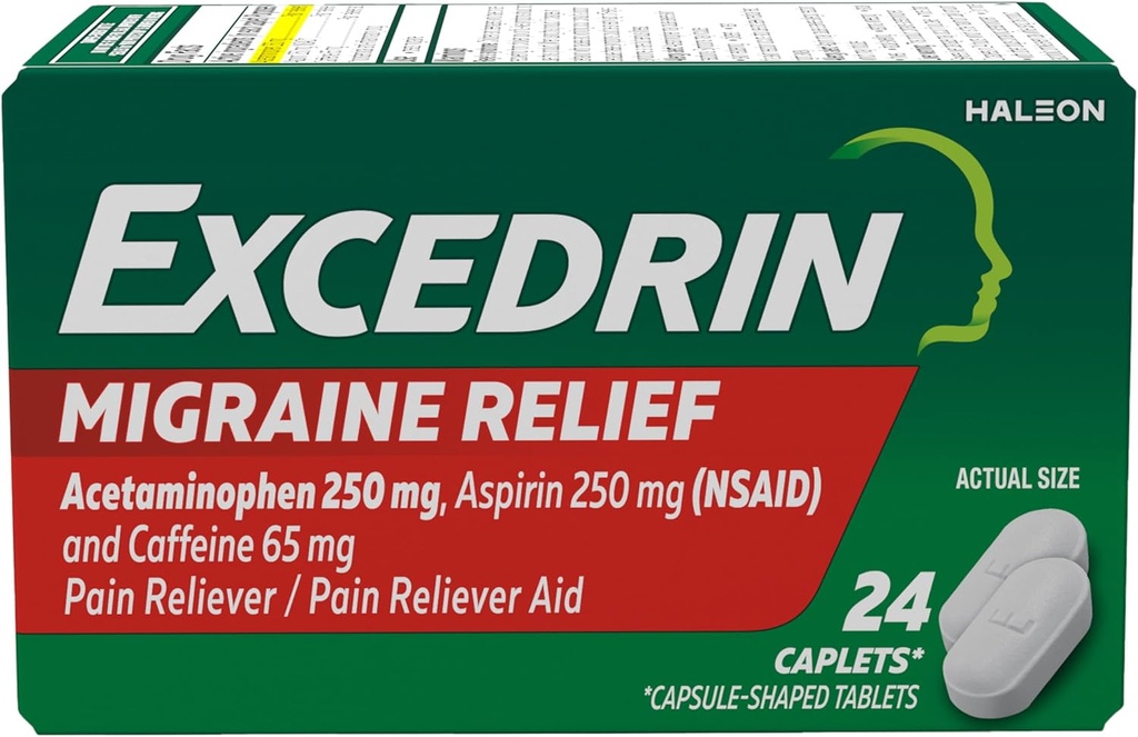 Excedrin Migréna Relief Caplets to Alleviate Migréna Príznaky - 24 Počet