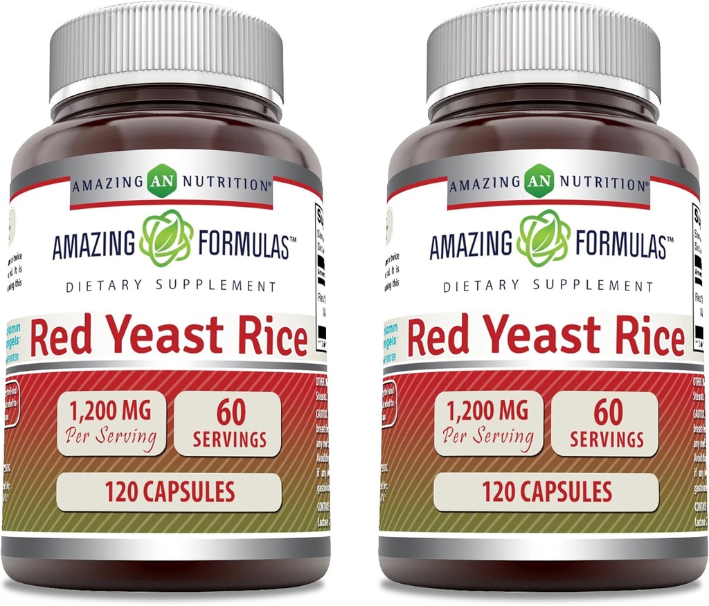 Amazing Formules Red Kvasnica Ryža 1200mg Per Serving Capsules Supplement 