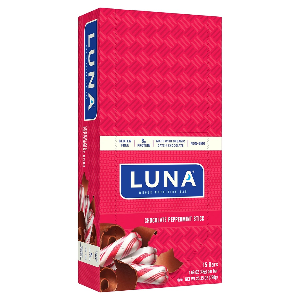 LUNA BAR - Lepidlo zadarmo Snack Bary - Čokoládová mätová tyčinka - 8g proteínu - Non-GMO - Rastlinné-založené zdravé šneky - Na Go Snacks (1,69 Ounce Snack Bars, 15 gróf)