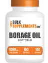 BulkSupplementments.com Borage Oil Softgels - Gama Kyselina linolénová Supplement, Borage Oil Supplements, Borage Oil 1000mg - Gluten Free, 1 Softgel per Serving, 180 Počet (Stock of 1)