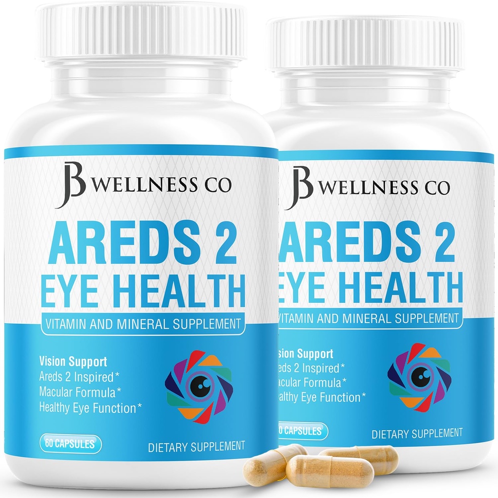 JB wellness AREDS 2 Očné vitamíny a minerály doplnok, Obsahuje luteín, vitamín C, Zeaxantín, Zinok a vitamín Posilnenie zraku doplnok - 120 Počet