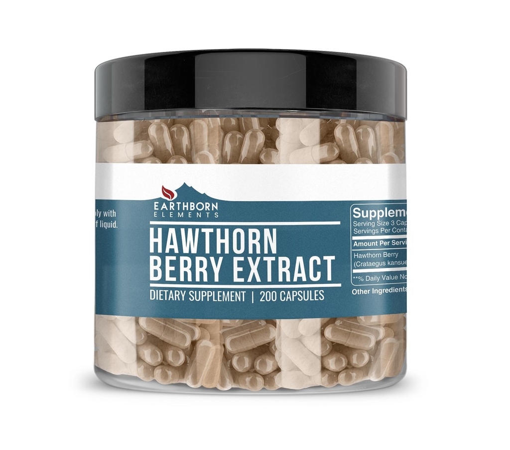 Pozemné prvky Hawthorn Berry extrakt 200 kapsúl, čisté a nezriedené, žiadne doplnkové látky