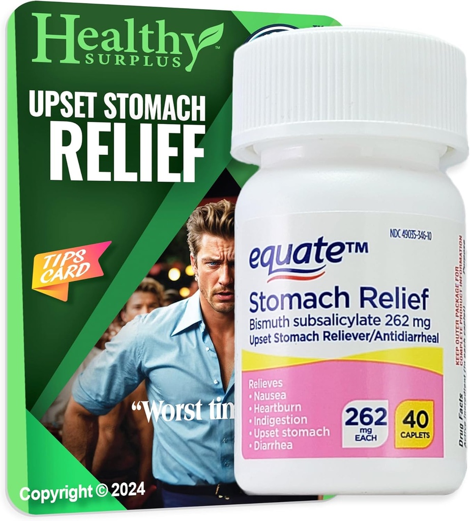 Zdravý nadbytok Relief žalúdka - Bizmut Subsalicylát 262 mg 40 Caplets