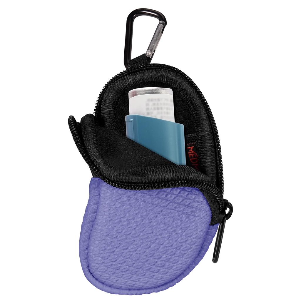 Neoprene Astma Inhaler Holder, Ochranné Prenosné Cestovné Handy Holster, Ľahké Nosenie puzdro s Carabineer Clip a Mesh Pocket vnútri, Inhaler nezahrnuté (Iba prípad) (Violet)