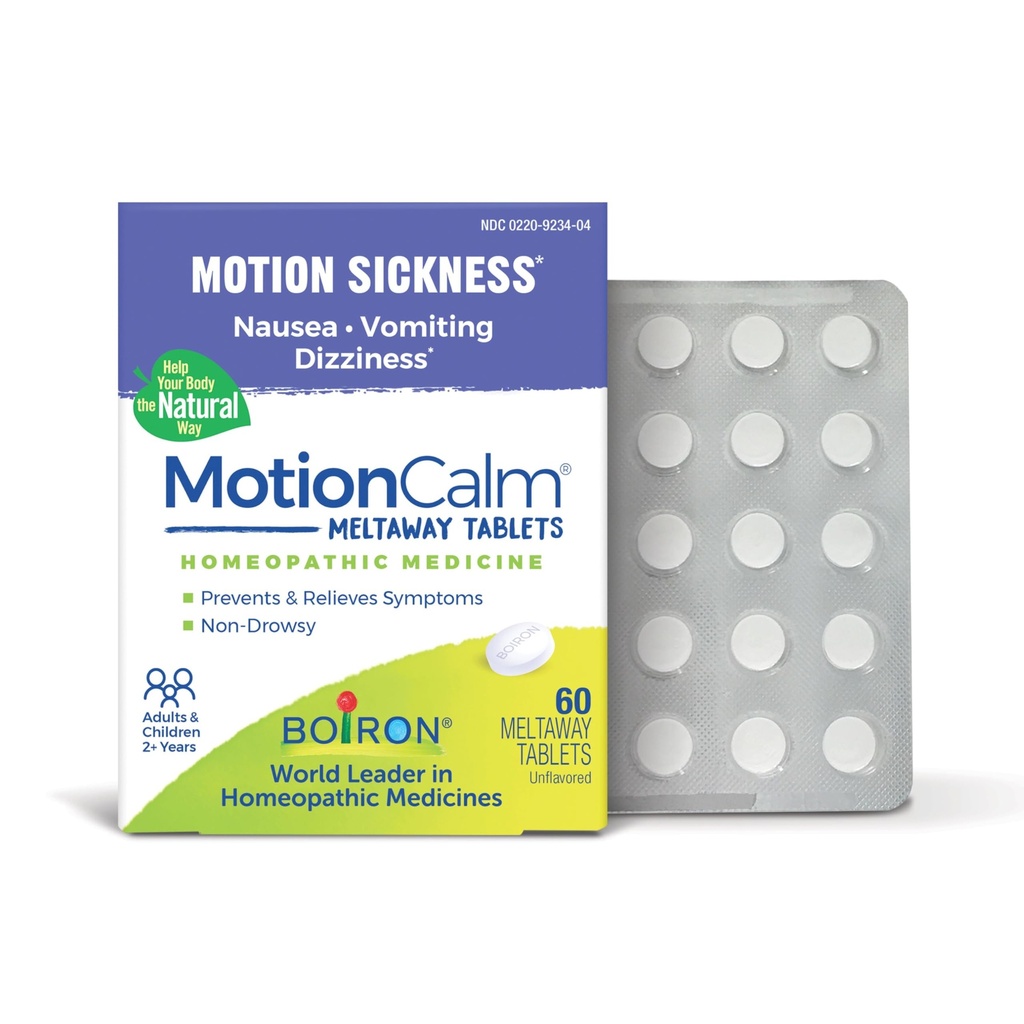 Boiron MotionCalm úľava na nevoľnosť, vracanie, alebo závraty spojené s nemocou pohybu kvôli cestovaniu, Zábava Rides, a video hry alebo VR - Non-Drowsy - 60 Počet