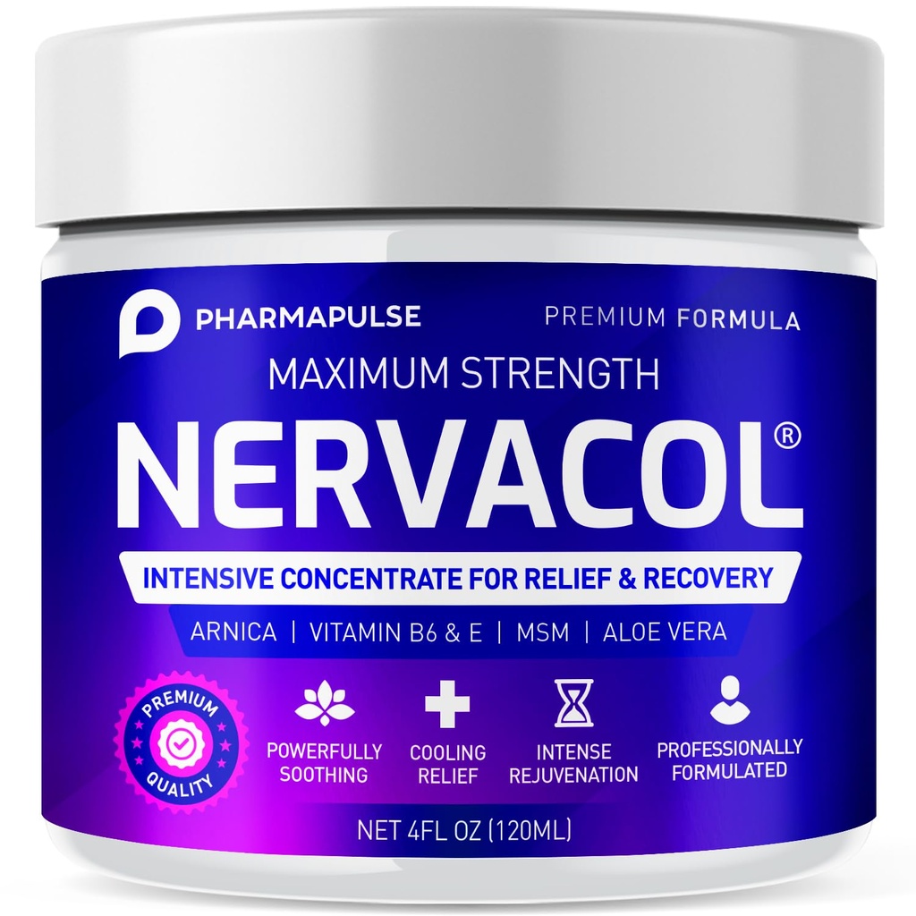 Pharmapulse Neuropathy Nerve Therapy & Relief Cream - Maximálna sila Relief Cream pre nohy, ruky, nohy, prsty zahŕňa Alfa Kyselina lipová, Arnica, Vitamín B6, Aloe Vera, MSM - Efektívne upokojujúce 4oz