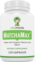 MATCHAMAXTM Organic Japonské Matcha Kapsule - Pure Organic Matcha Zelený čaj Pilulky pre hladkú Zen-Like energiu a prírodné Mood Boost - Vegan Matcha Supplement balené s antioxidantmi - 120ct