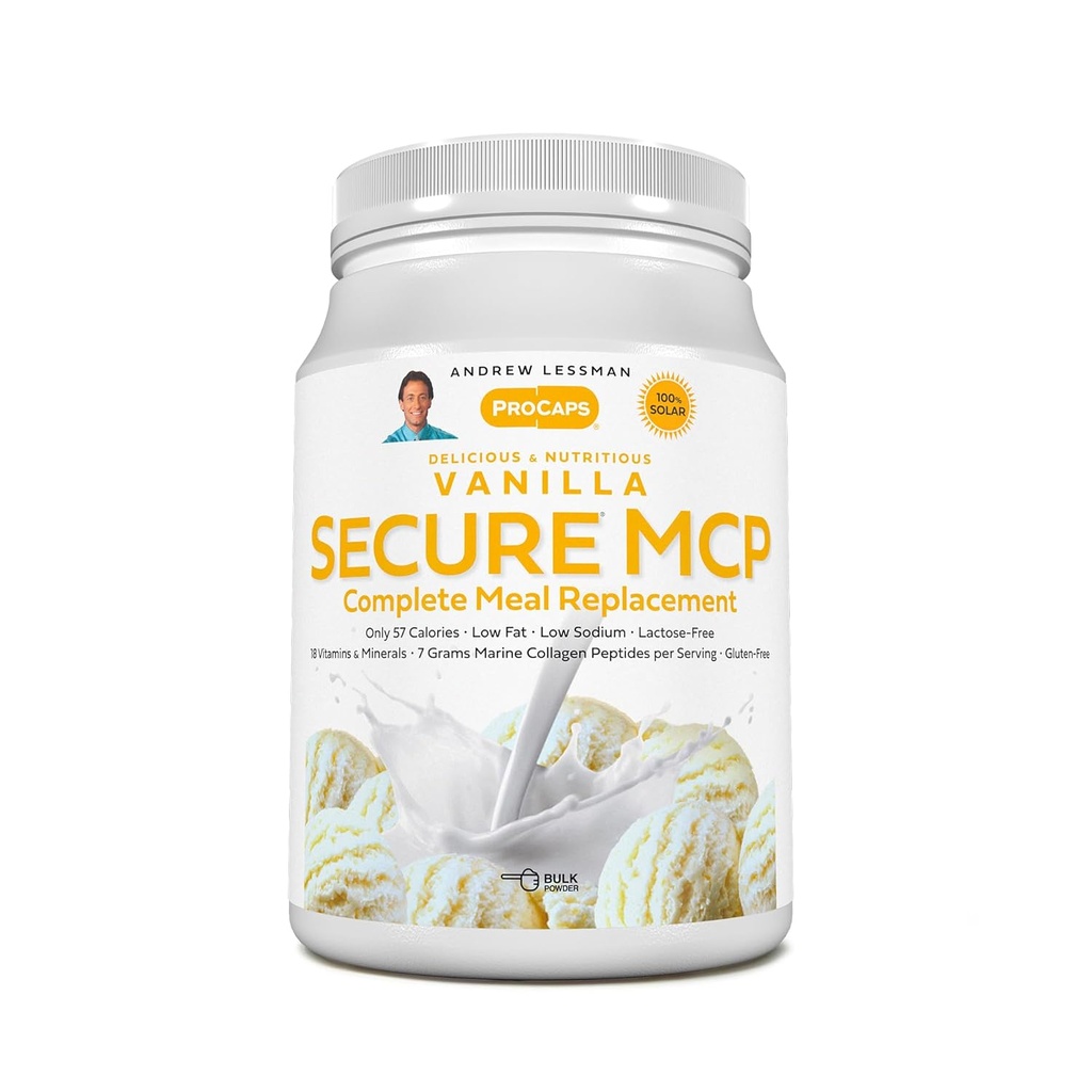 Andrew LESSMAN Secure MCP Kompletná náhrada jedla - Vanilla 30 Slúži - Iba 57 kalórií, Nízkym Fat, 7 Grams Marine Collagen Peptides, Podporuje Radiant Hladké mäkké kože, pohodlné kĺby