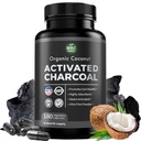 Pure Coconut Activated Charcoal Kapsule - 180 Charcoal Pills, Pomáha s teeth Whitening, Bloating a Body Cleaning. Non-GMO - Gluten Free, Vegan