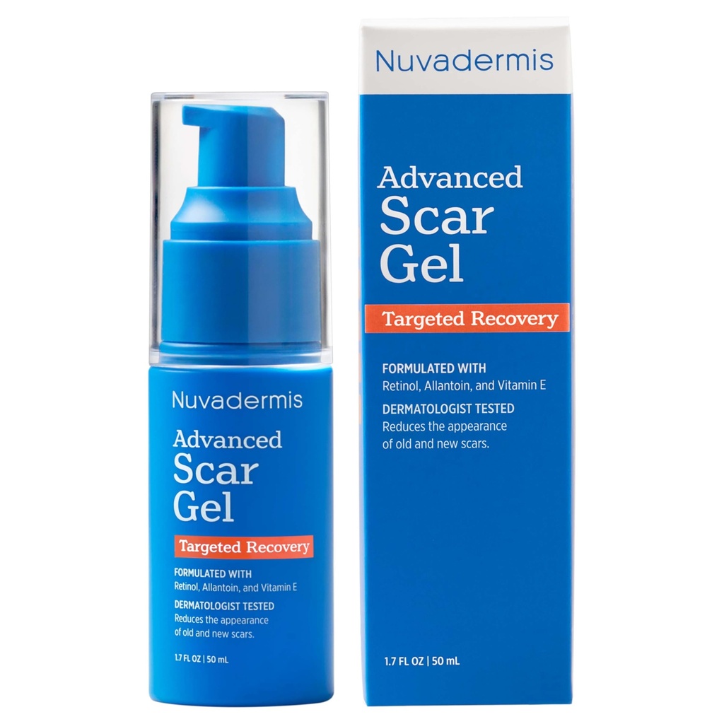 NUVADERMIS Silikónový zjazvený gél - 1,7 Fl Oz, priehľadný gél - retinol a vitamín E Formula pre chirurgické jazvy - C-oddiel, bruško a keloidná starostlivosť