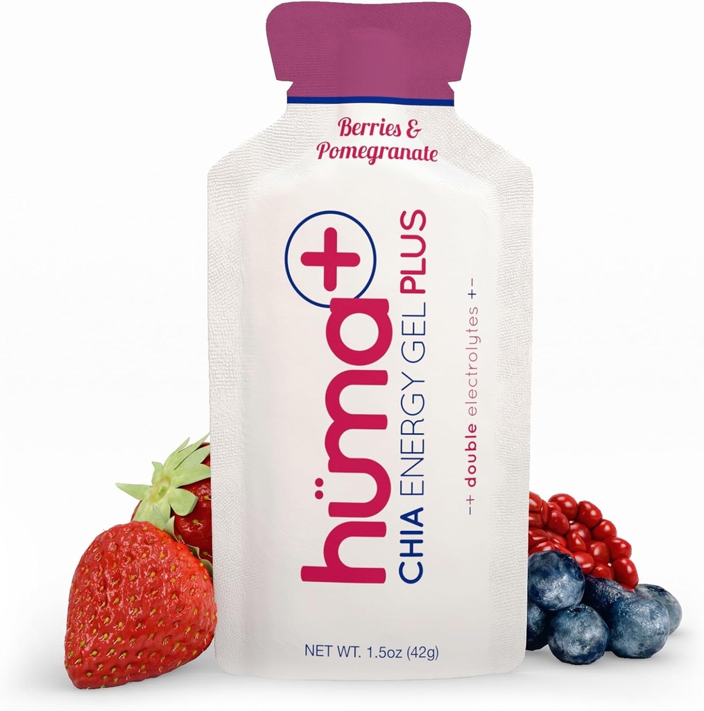Huma Plus (Double Electrolytes) - Gel Chia Energy, Bobule a granátové jablko, 24 Gély - Žalúdok priateľsky, skutočné energetické gély