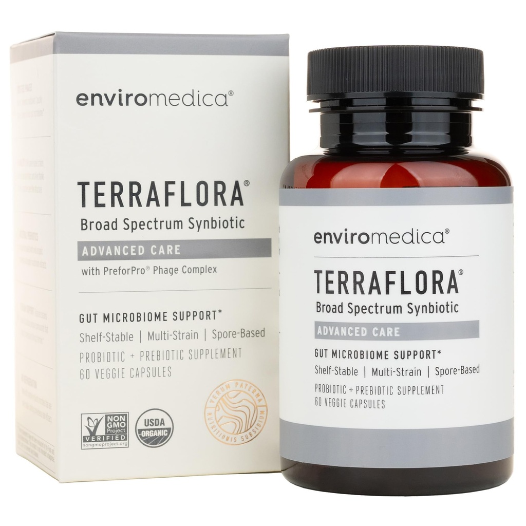 Terraflora Advanced Care Synbiotic - SBO Probiotic and Prebiotic, Digestive & Gut Health, Soil Based Spore Pre and Probiotics for Women and Men with Bacillus Coagulans, Subtilis, Vegan - 60 Kapsule