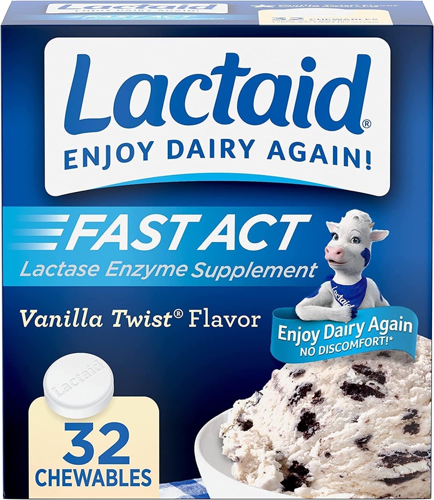 LACTAID Fast Act Žuvačky Vanilla Twist 32 tabliet (balenie po 3)