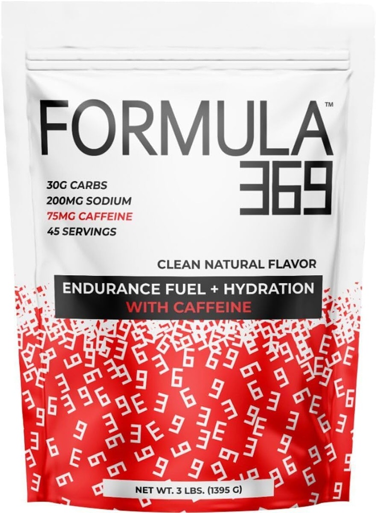 Formula 369 s kofeínom, vytrvalosť paliva Nápoj Mix, 3 libra taška s 45 Servisov, 30g Carbs a 75mg kofeínu na obsluhu, vysoký karb Mix s 1:1 Pomer Glukóza k Fruktóze, Vegan, lepidlo zadarmo
