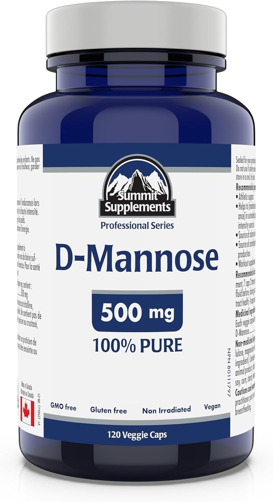 Summit Doplnky - D-Mannose Kapsule 500 mg, 120 Veggie Caps - Podpora močových ciest zdravie - Zdroj sacharidov na podporu výroby energie - Atletická podpora doplnok